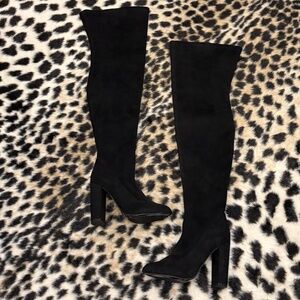 LFL by Lust for Life Maven Over The Knee Black Faux Suede Boot, Size 6